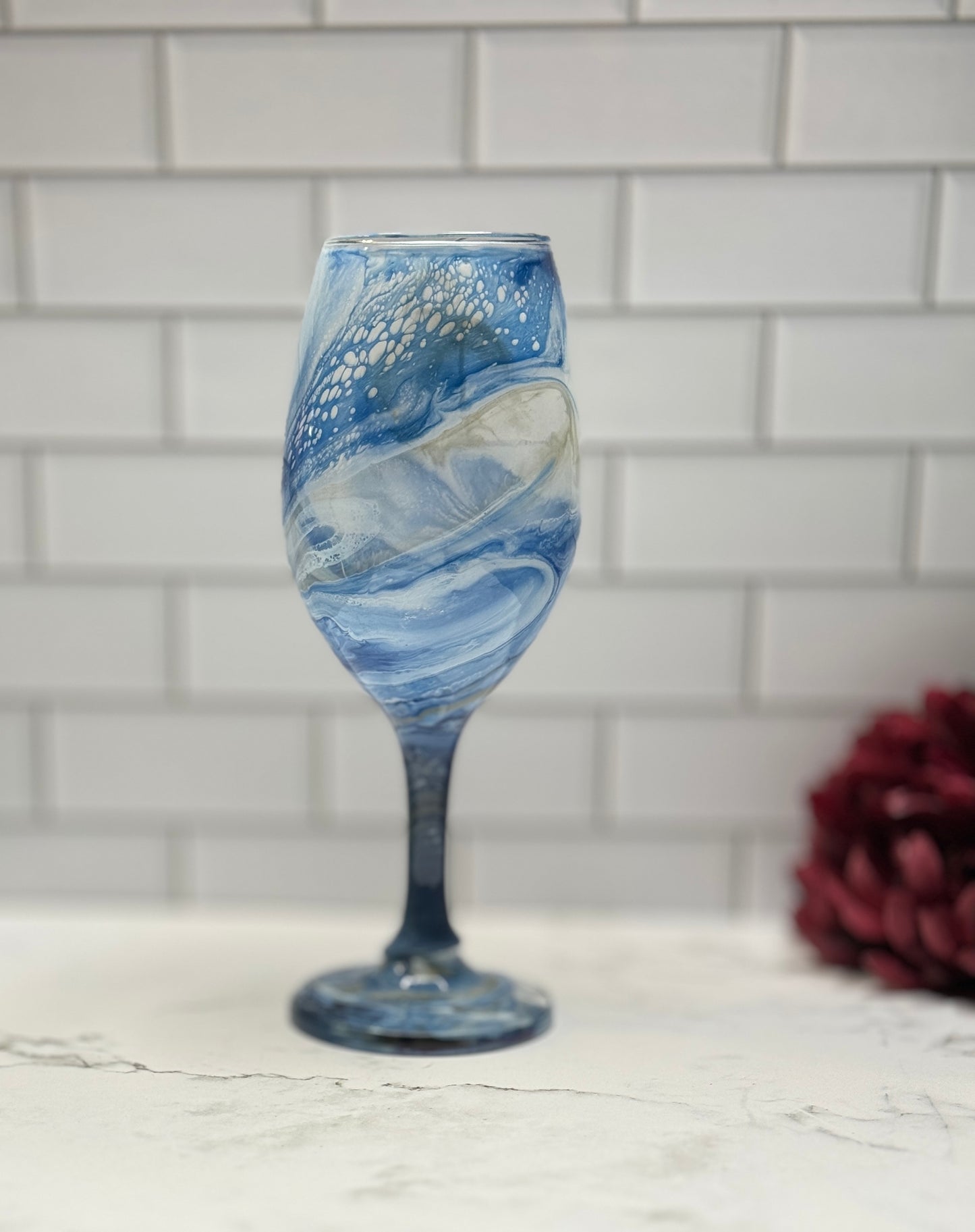 Blue & Gold Wine Glass