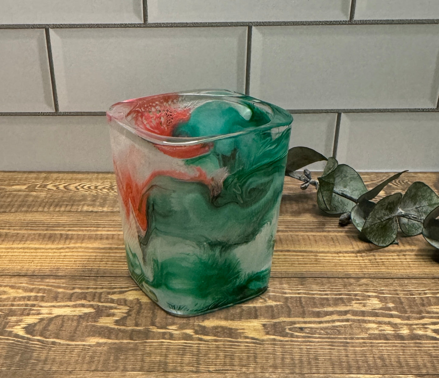 Coral & Green Shot Glass