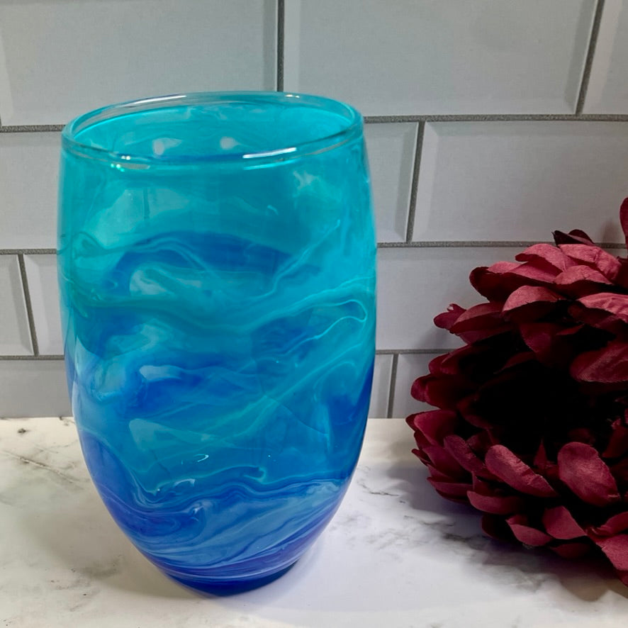 Ocean Waves Stemless Wine Glass