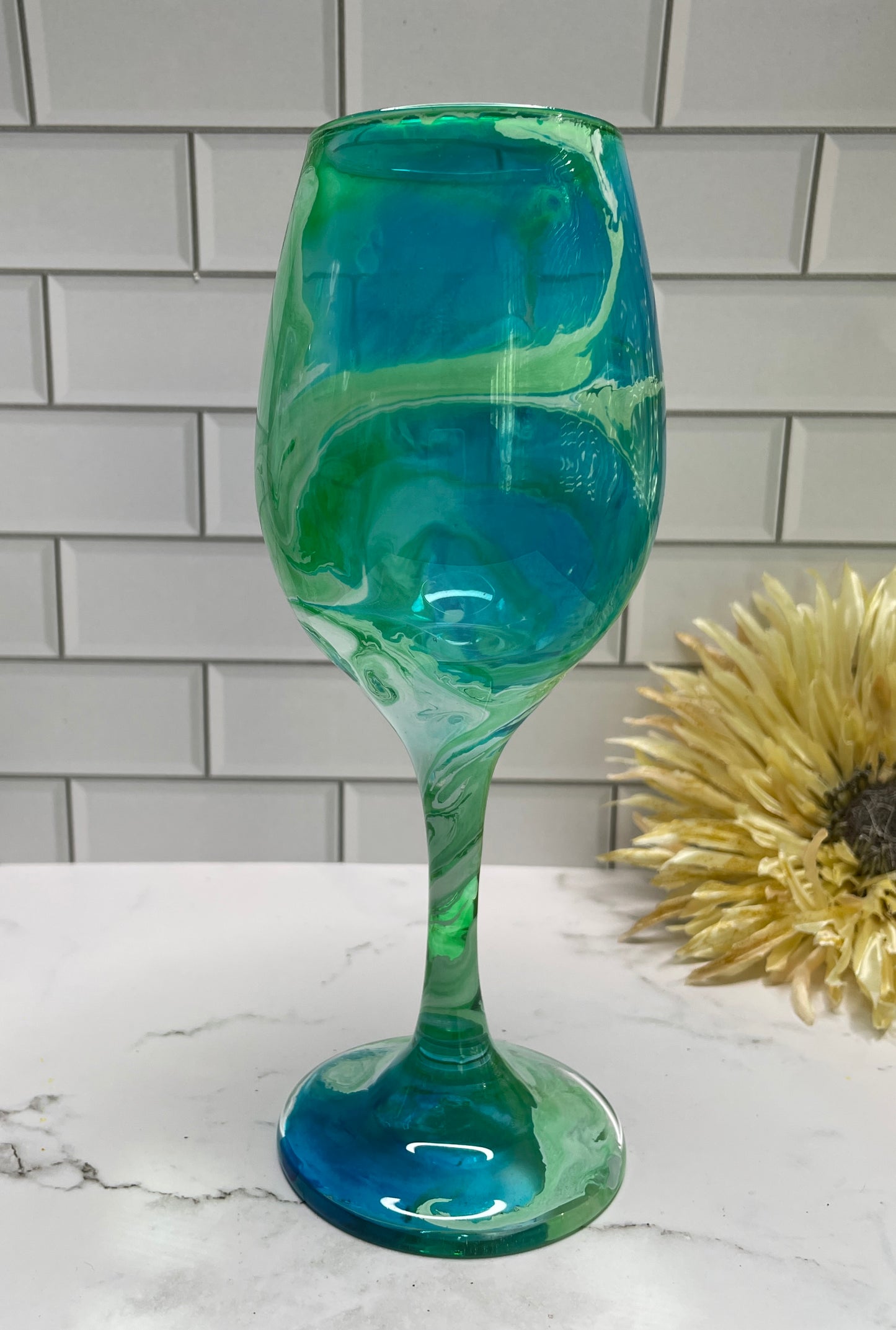 Green & Blue Wine Glass