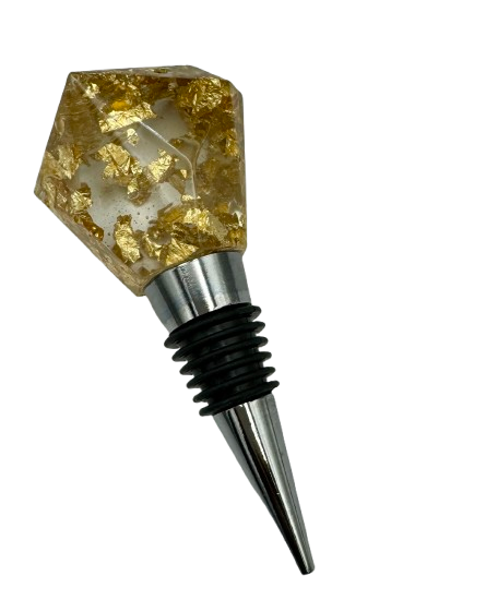 Gold Flake Dimond Resin Wine Stopper