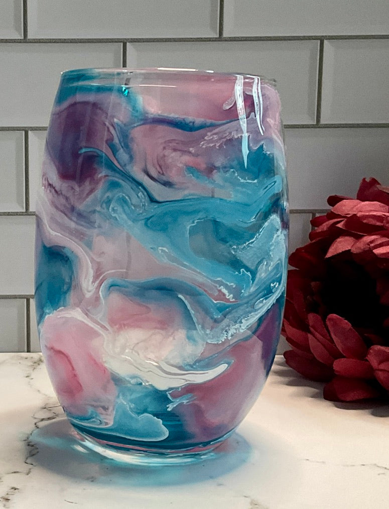 Cotton Candy Stemless Wine Glass