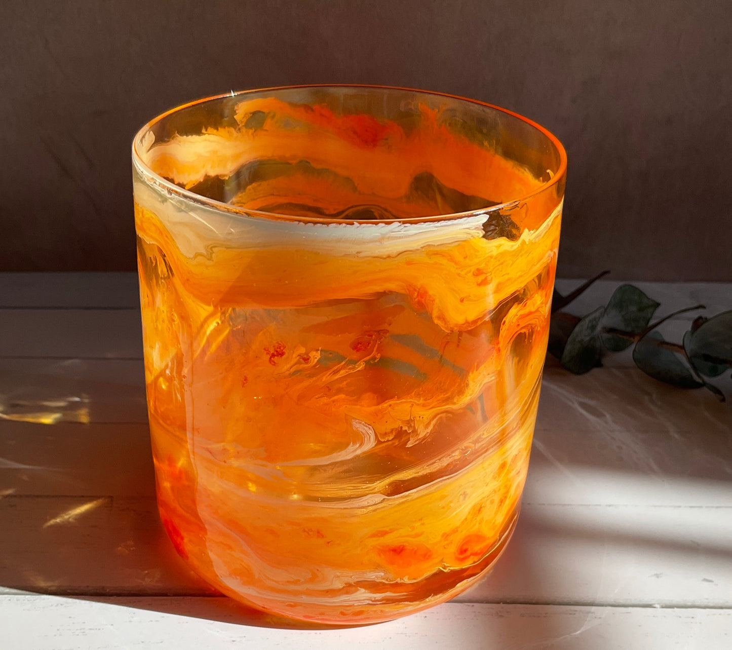 Neon Orange Whiskey Glass