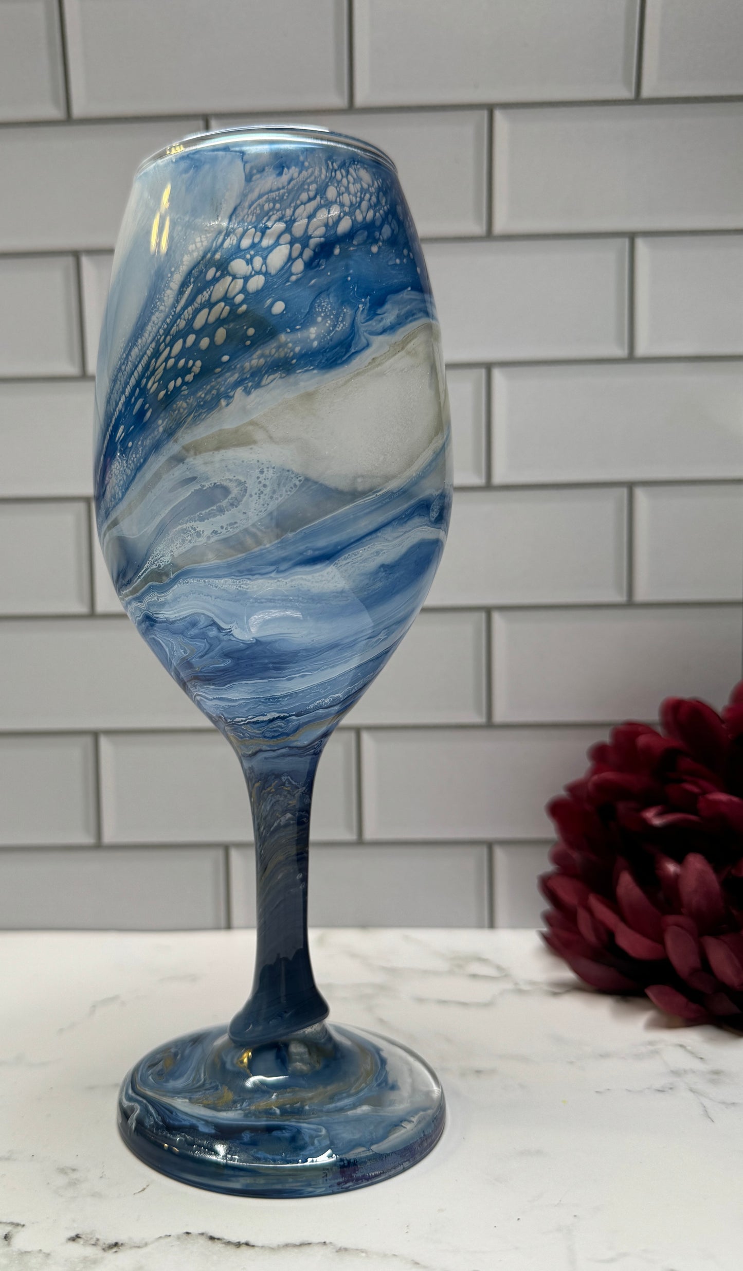 Blue & Gold Wine Glass
