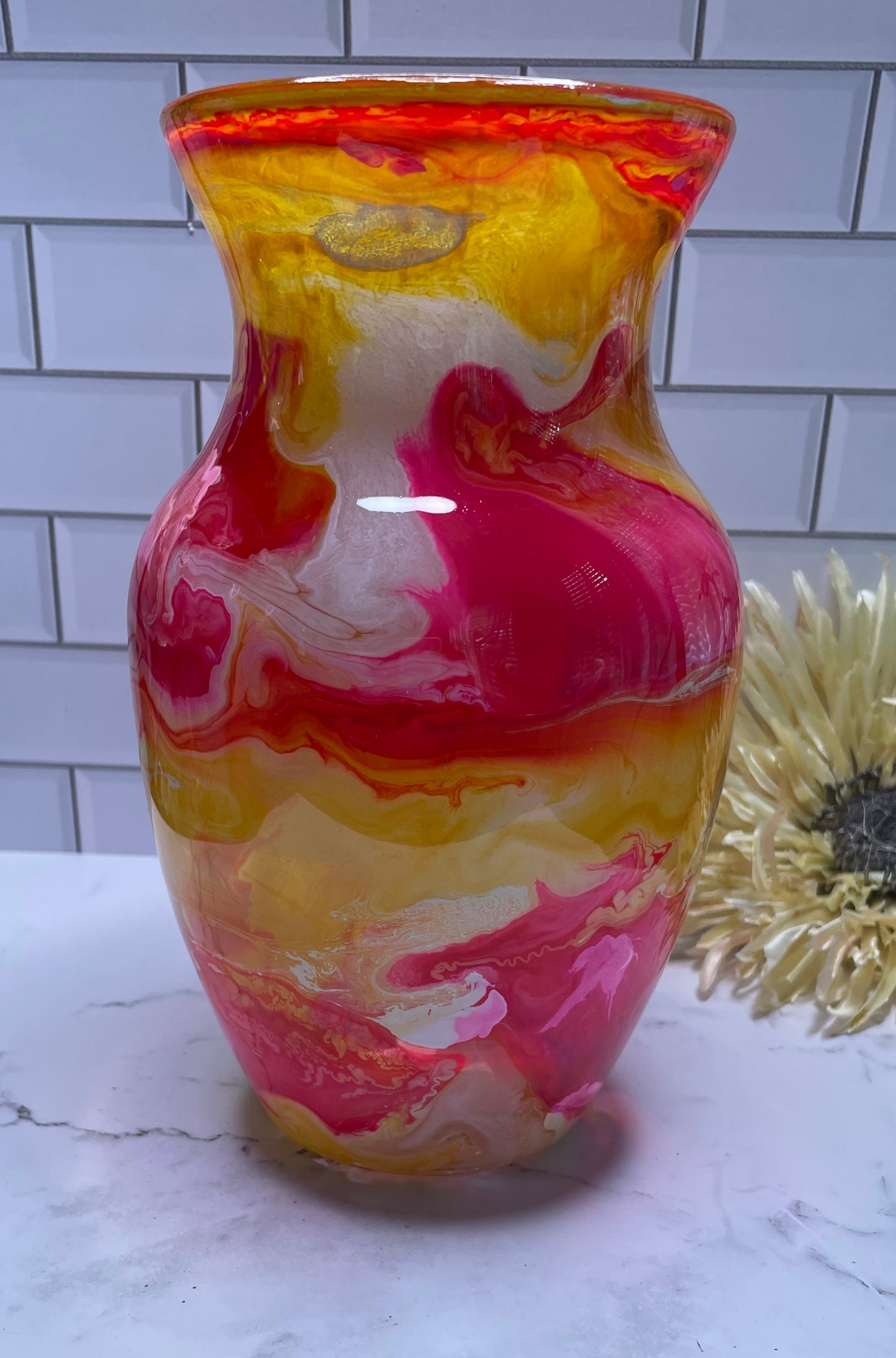 Flamingo Yellow Vase
