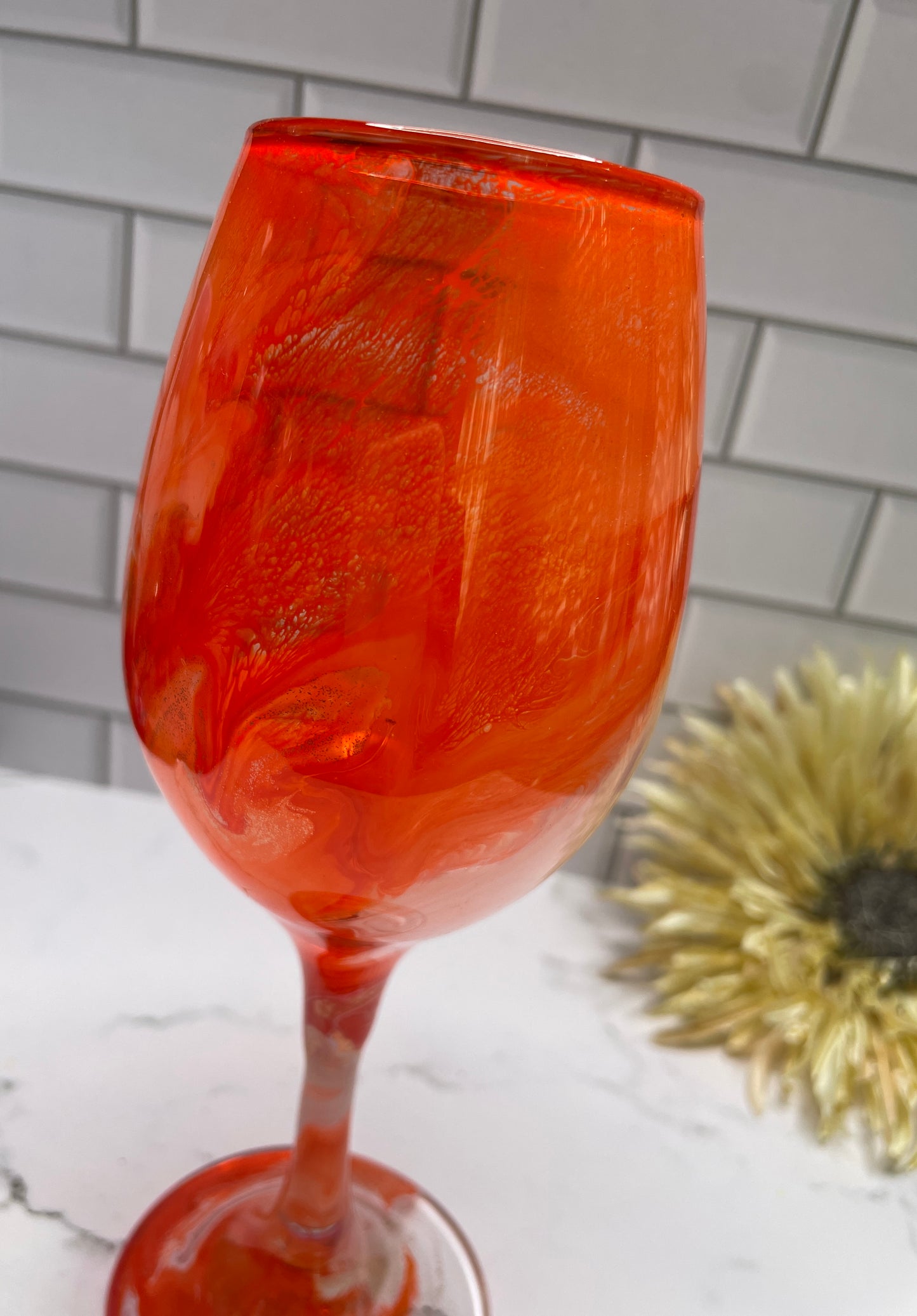 Burnt Orange Wine Glass