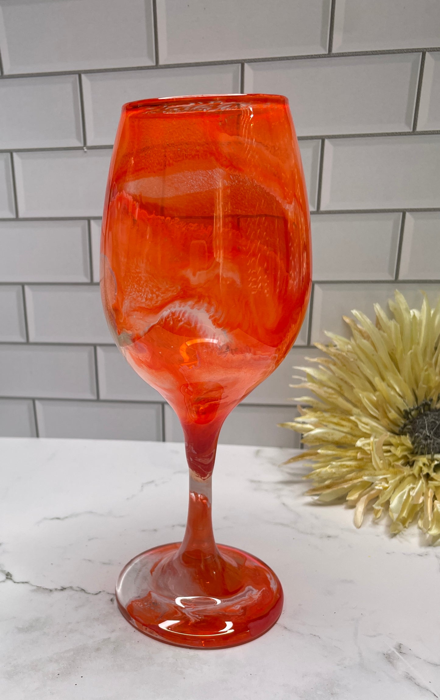 Burnt Orange Wine Glass