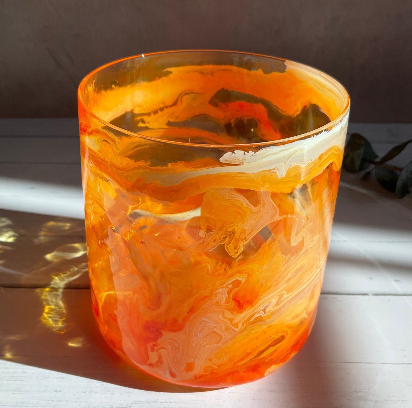 Neon Orange Whiskey Glass