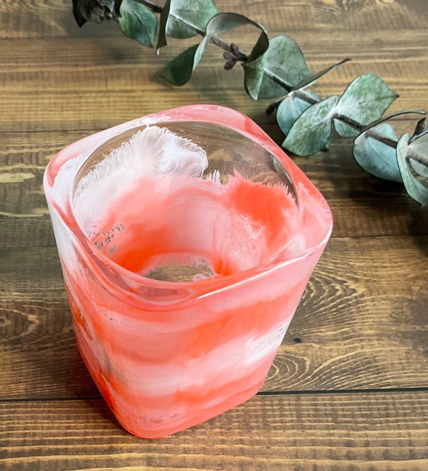 Coral & White Shot Glass