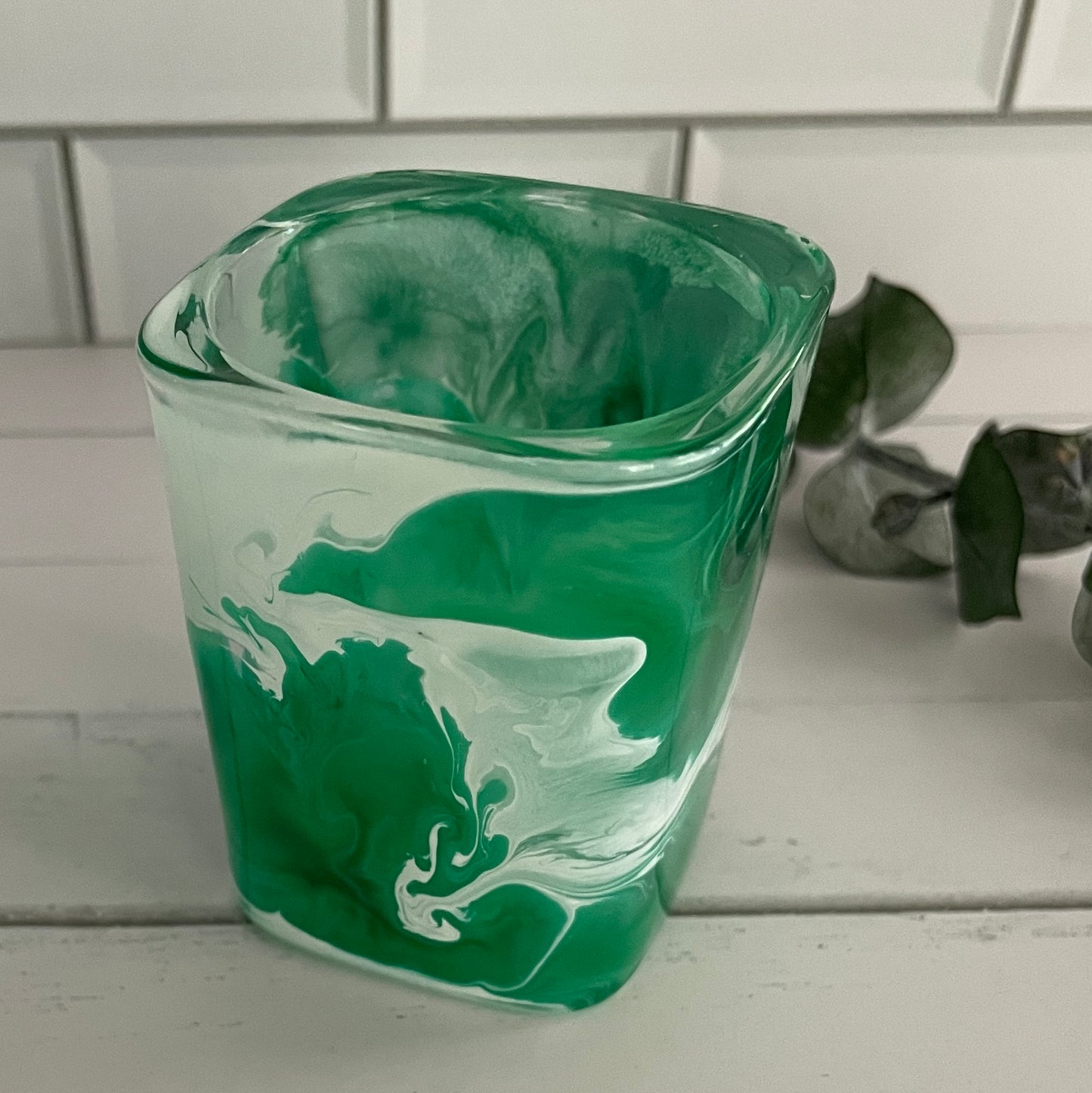 Green & White Shot Glass