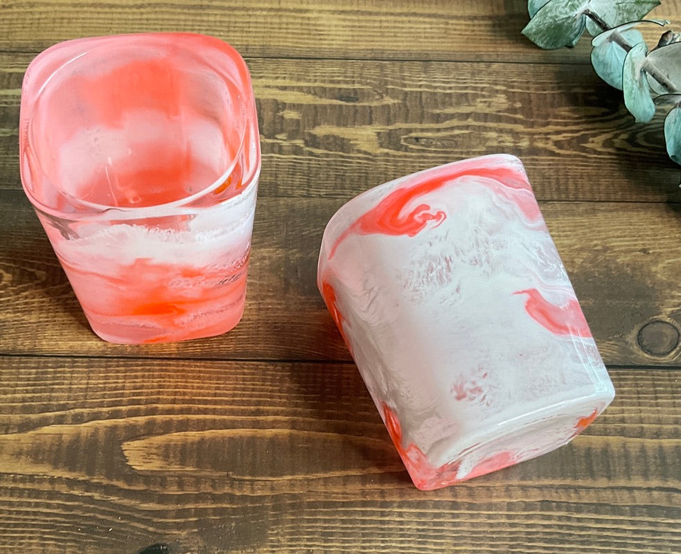 Coral & White Shot Glass