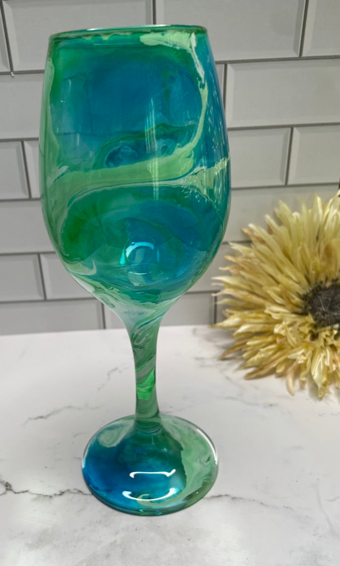 Green & Blue Wine Glass