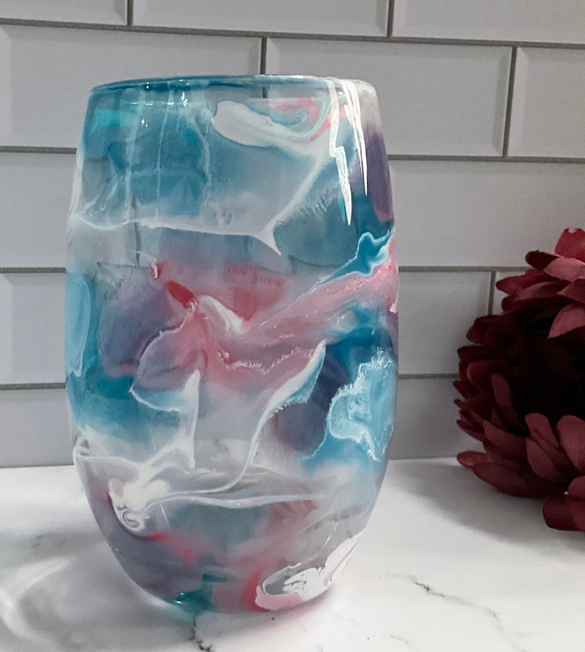 Cotton Candy Stemless Wine Glass