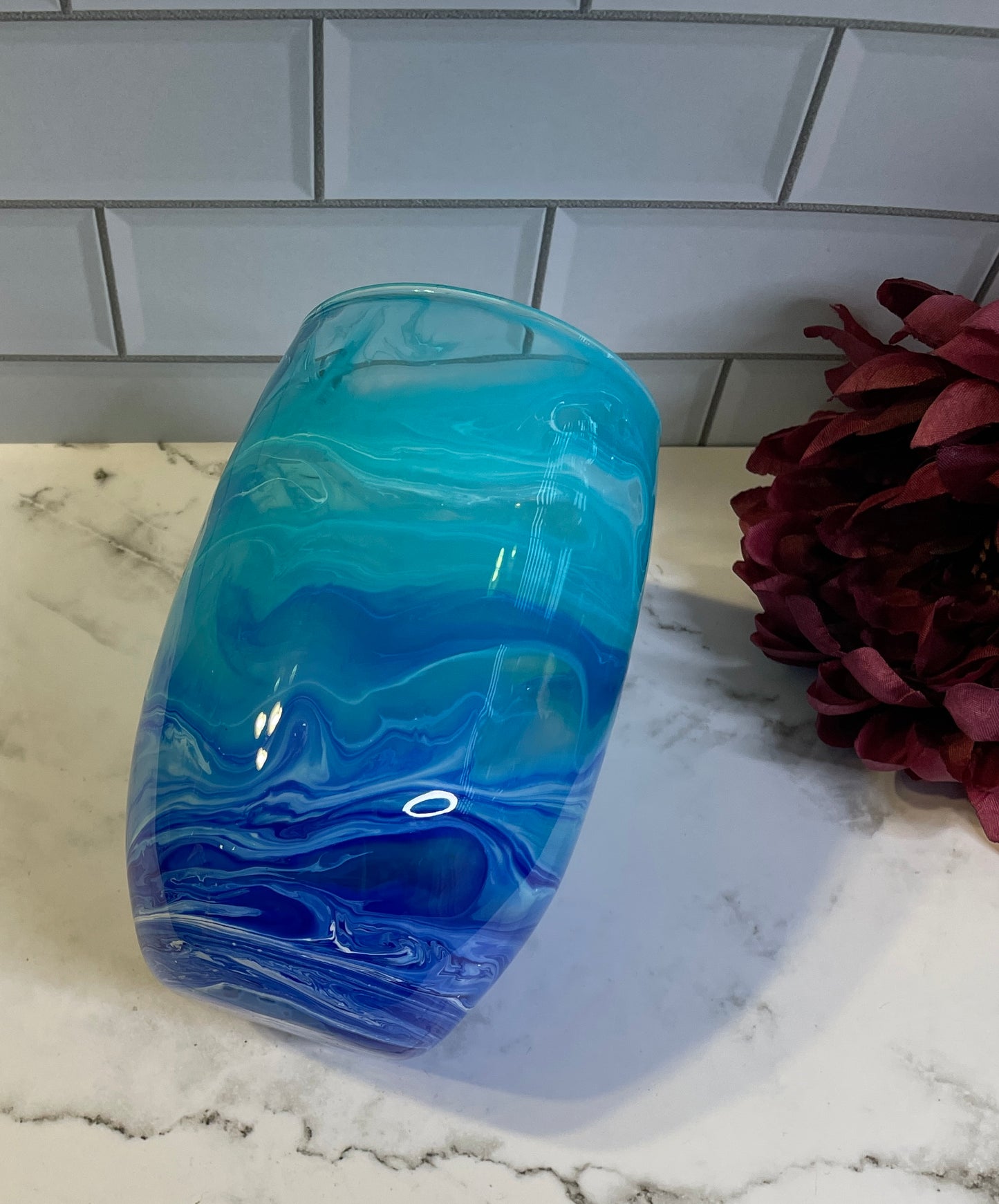 Ocean Waves Stemless Wine Glass