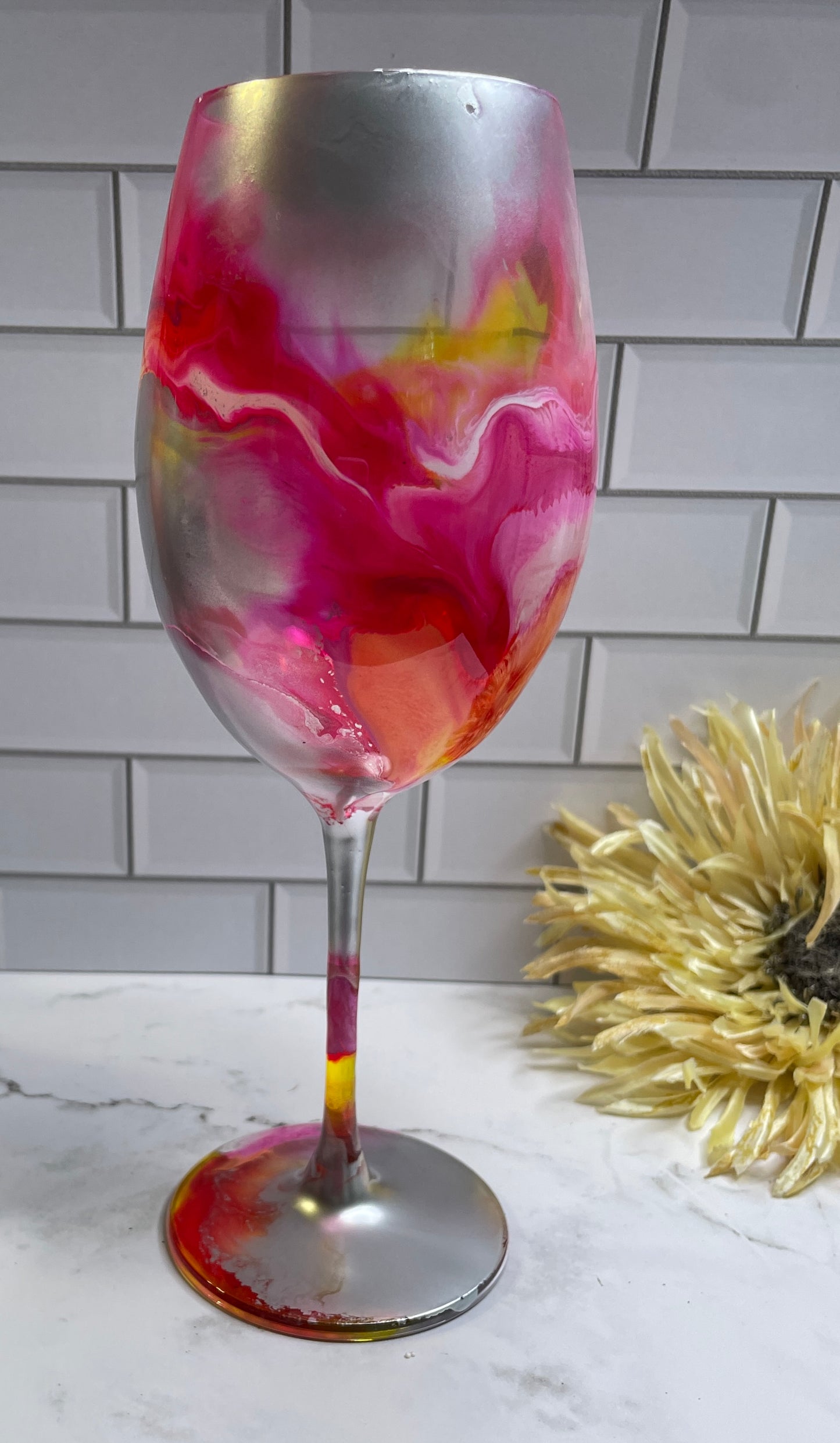 Pinky Orange Long Stem Wine Glass