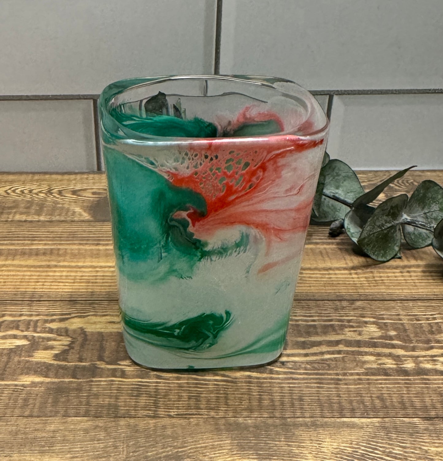 Coral & Green Shot Glass