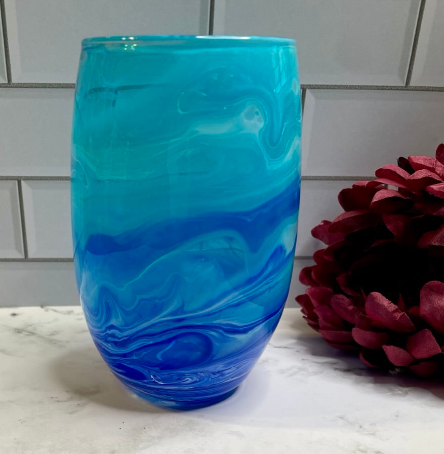 Ocean Waves Stemless Wine Glass