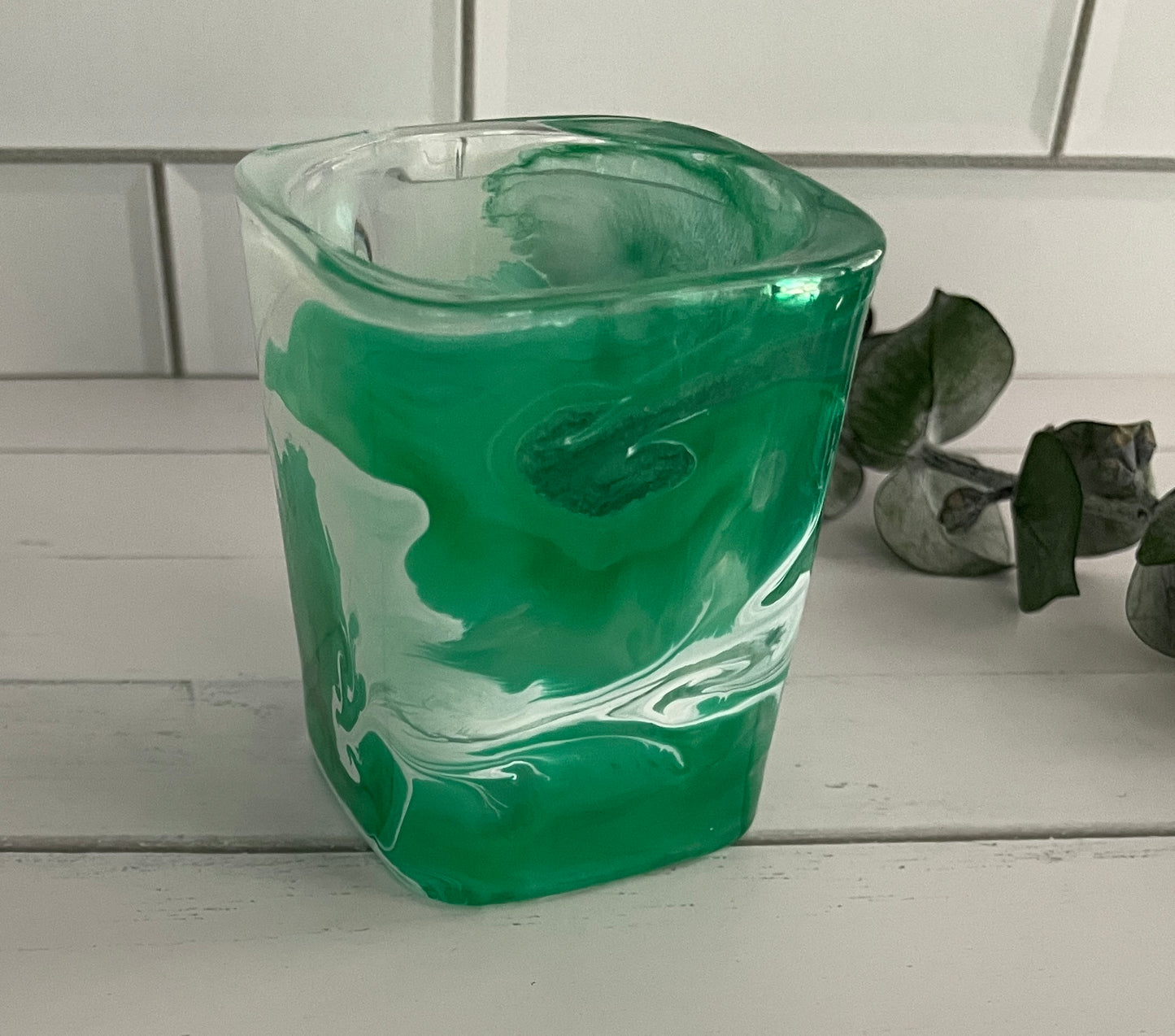 Green & White Shot Glass