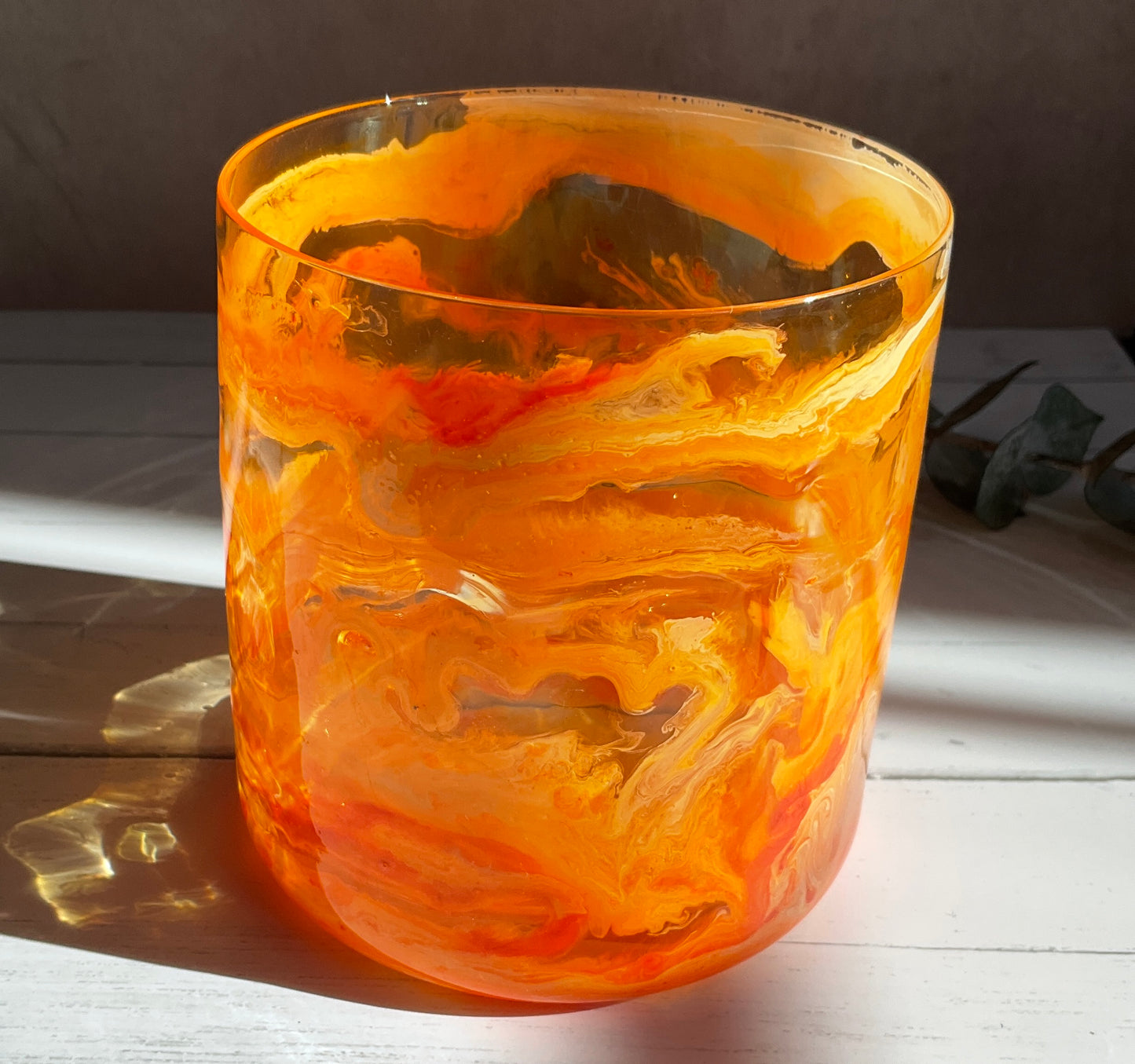 Neon Orange Whiskey Glass