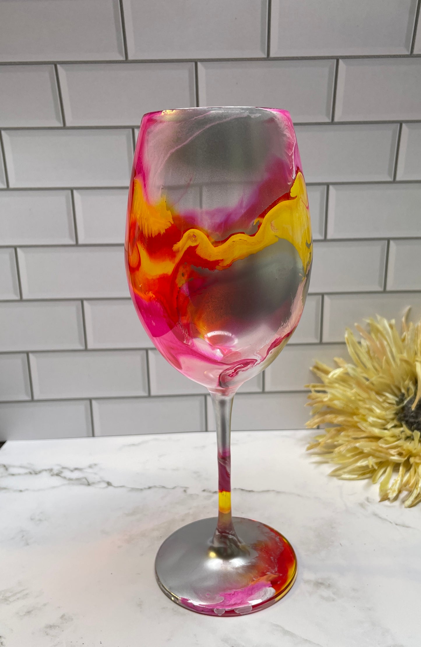 Pinky Orange Long Stem Wine Glass