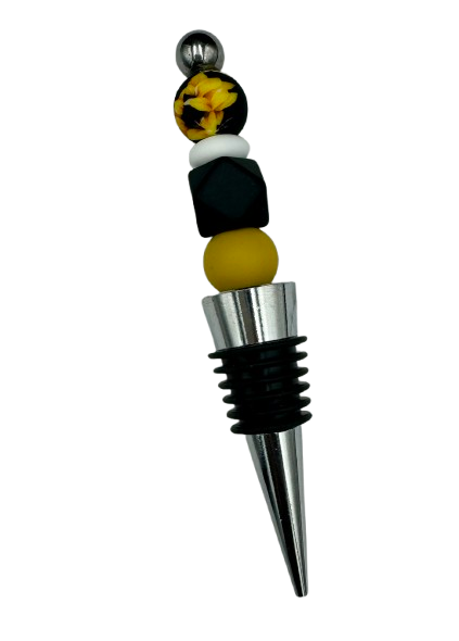 Black Flower Wine Stopper