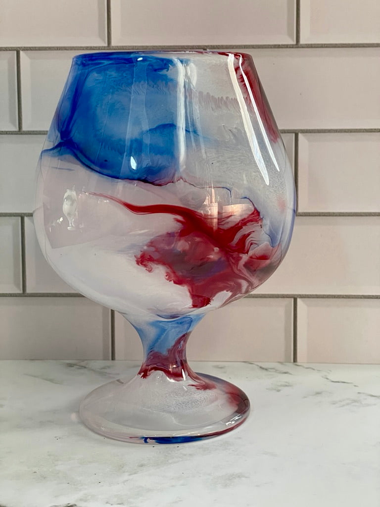 Red, White, Blue Brandy Glass