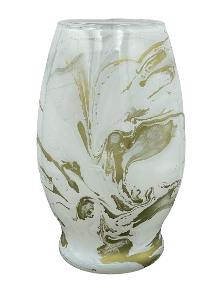 Wispy Gold & White Vase